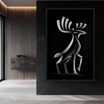Moose Abstract Art Framed Canvas - PaintFu