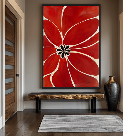 Red Flower Minimalist Art Framed Canvas - PaintFu