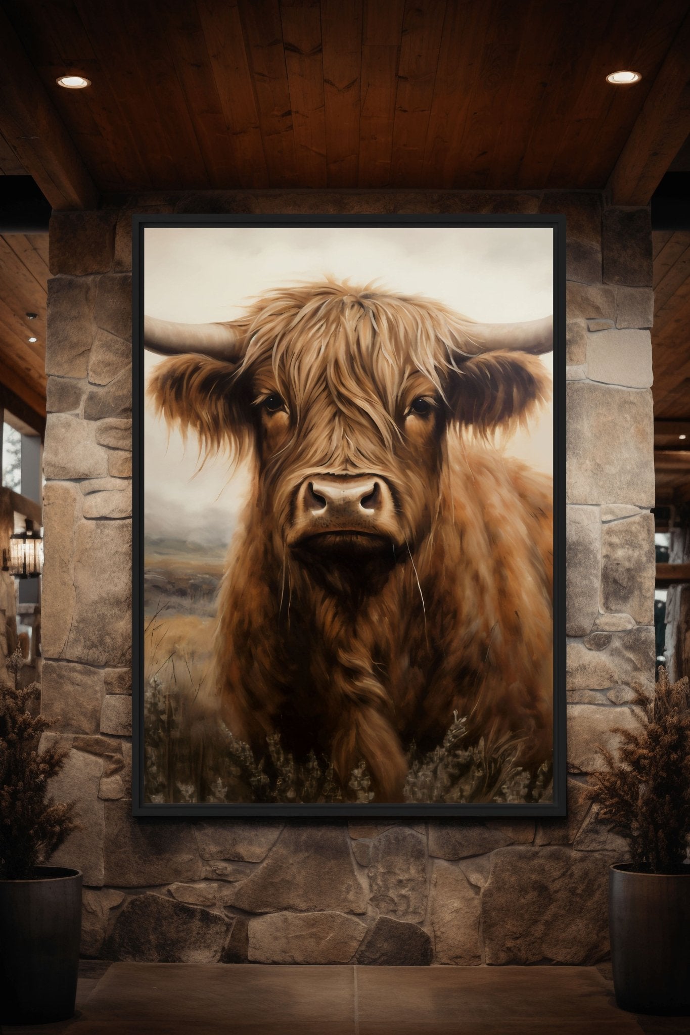 Brown Highland Cow Digital Print