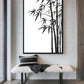 Minimalist Bamboo Ink Art Framed Canvas