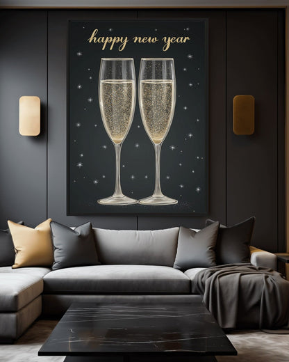Happy New Year Art Framed Canvas - PaintFu