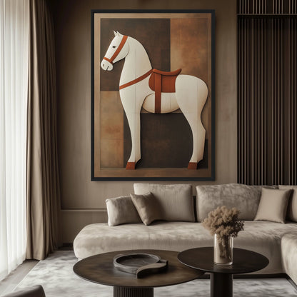 Horse Geometric Equestrian Art Framed Canvas - PaintFu