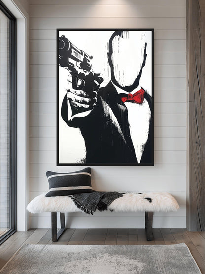 Faceless Spy Pop Art Framed Canvas - PaintFu