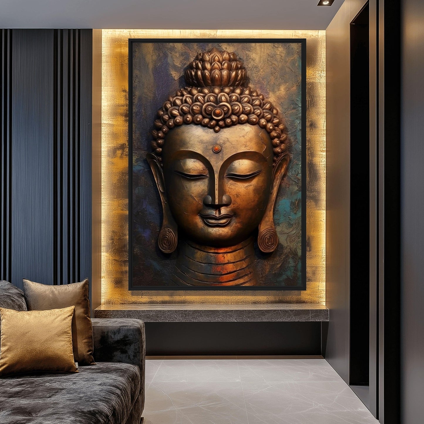 Bronze Buddha Framed Canvas