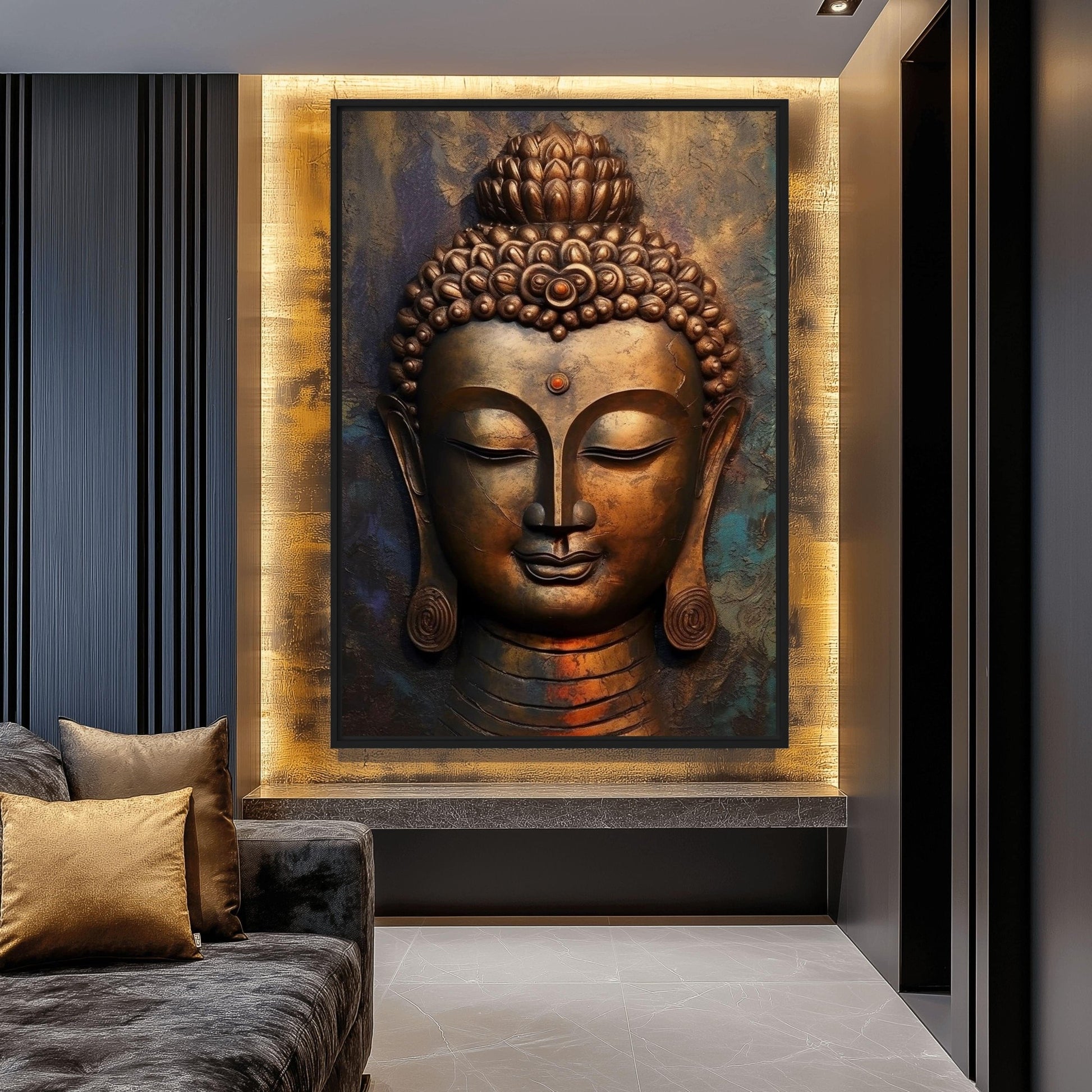 Bronze Buddha Framed Canvas