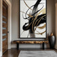 Black White Gold Abstract Art Framed Canvas