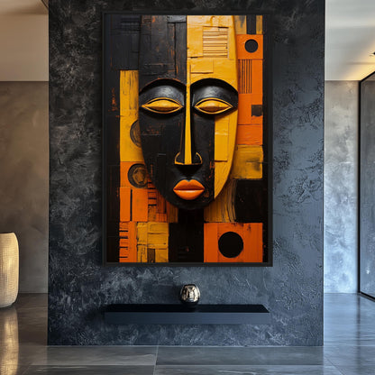 Tribal Mask African Art Framed Canvas