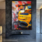 Yellow Sports Car Modern Art Digital Print