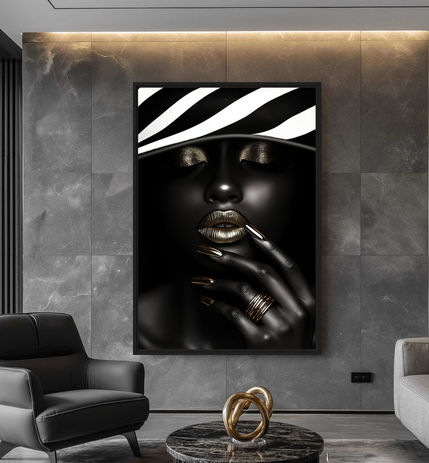 African Woman Fashion Art Framed Canvas