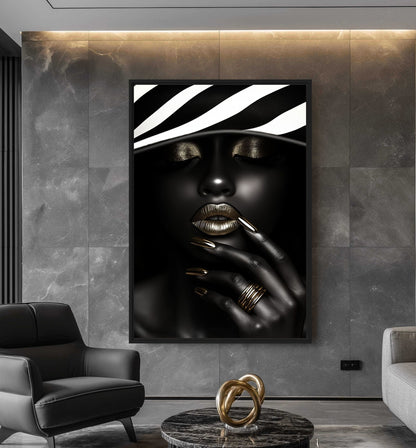 African Woman Fashion Art Framed Canvas - PaintFu