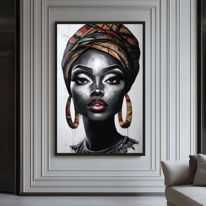 Black Woman Portrait Framed Canvas - PaintFu