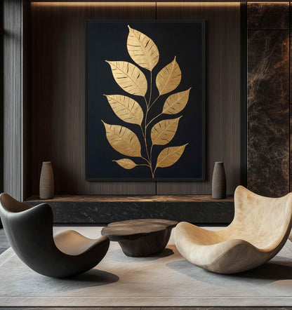 Gold Leaf Luxury Art Framed Canvas - PaintFu