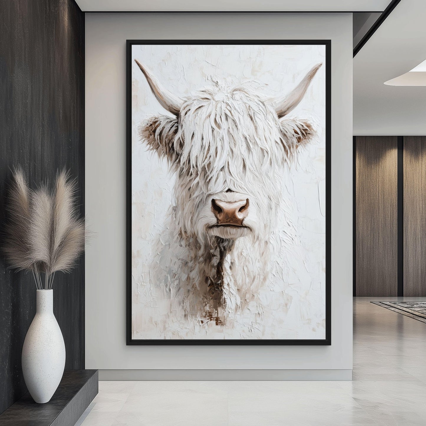 Highland Cow Modern Art Framed Canvas