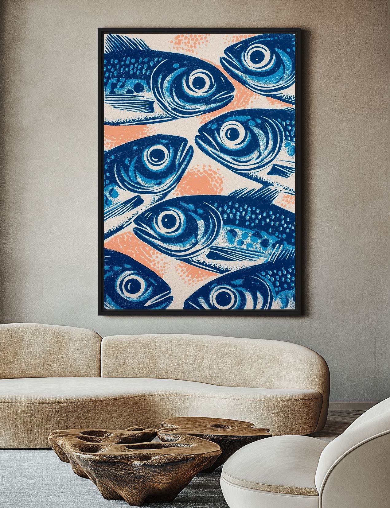 Sardines Modern Art Framed canvas - PaintFu