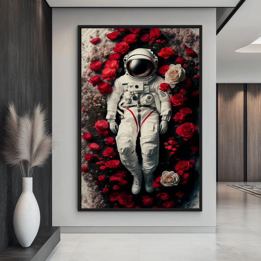 Astronaut In Flowers Art Digital Print