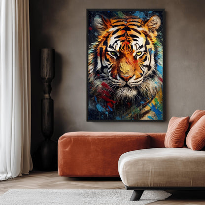 Colorful Tiger Modern Art Framed Canvas