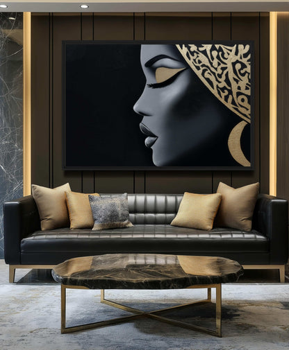 African Queen Luxury Art Canvas Print Detail | PaintFu