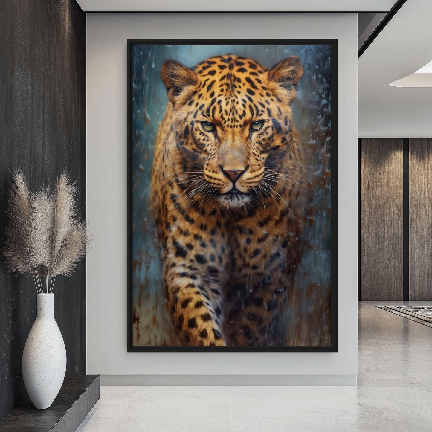 Leopard Wildlife Art Framed Canvas