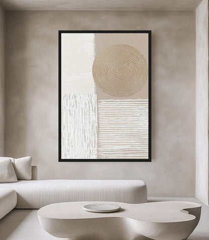 Neutral Beige Abstract Art Digtial Print Canvas Print Detail | PaintFu