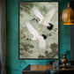Cranes Vintage Japanese Art Framed Canvas