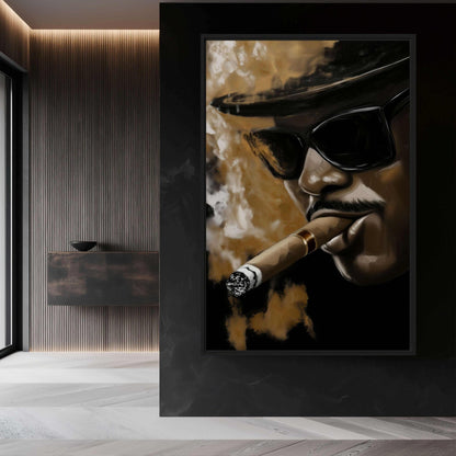 Cigar Man Bar Art Framed Canvas - PaintFu