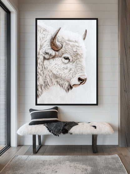 White Bison Art Framed Canvas - PaintFu