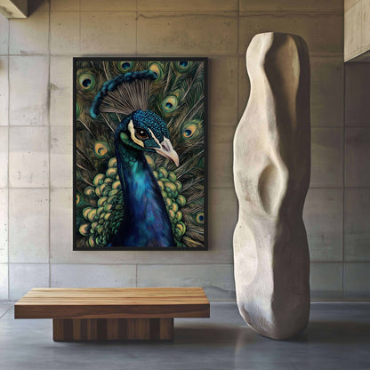 Majestic Peacock Bird Art Canvas Print Detail | PaintFu