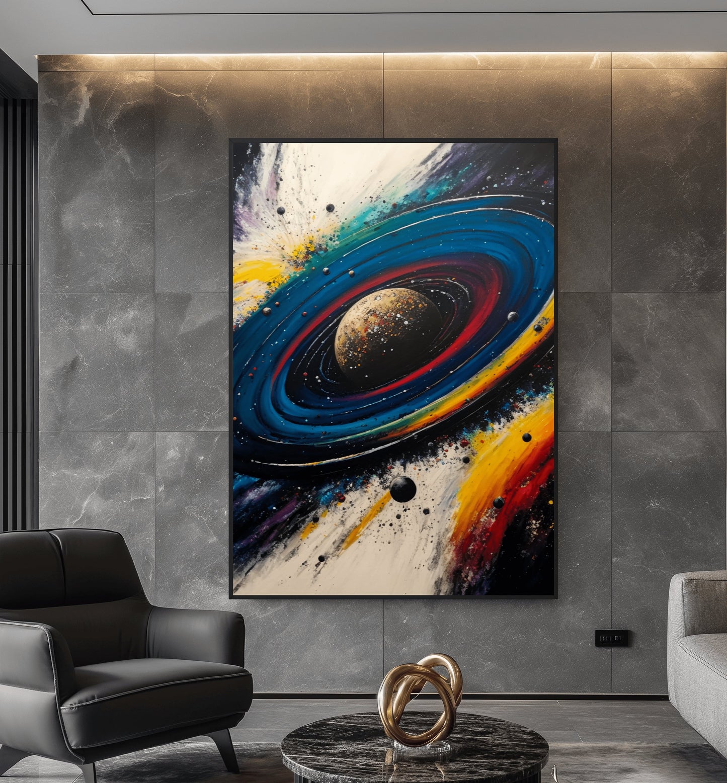 Space Abstract Framed Canvas - PaintFu