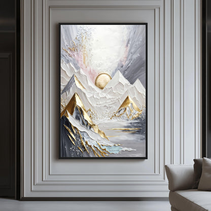 Majestic Mountains Landscape Art Framed Canvas