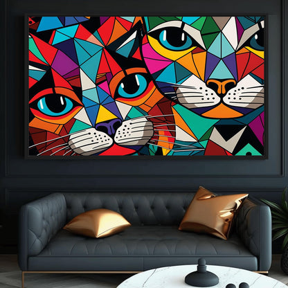 Cats Mosaic Art Framed Canvas