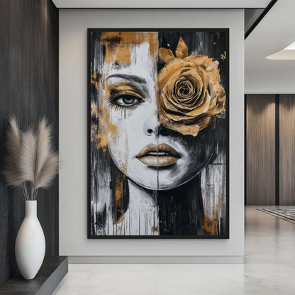 Woman Yellow Rose Flowerhead Art Digital Print