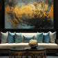 Teal & Gold Abstract Art Framed Canvas