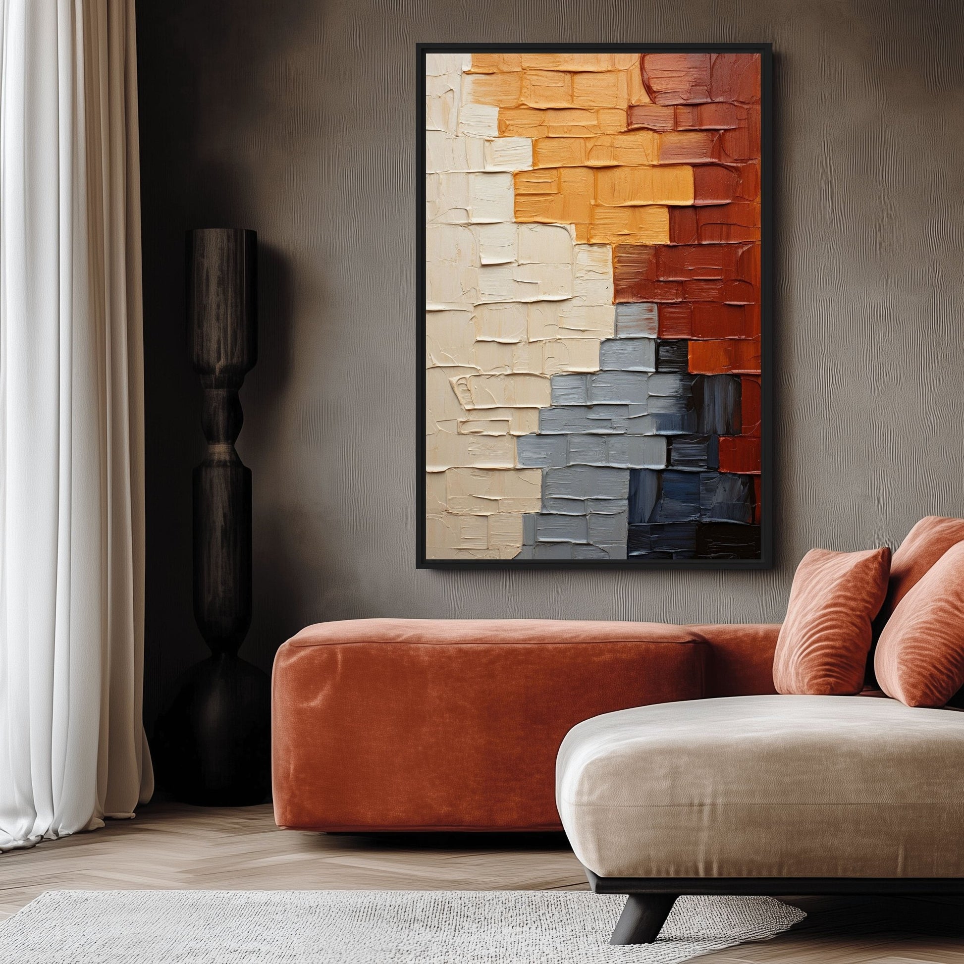 Earth Tone Modern Art Framed Canvas