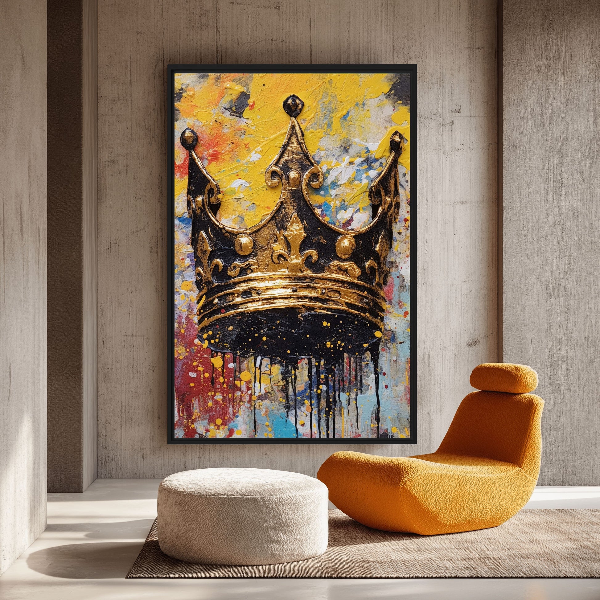 Crown Graffiti Art Framed Canvas - PaintFu