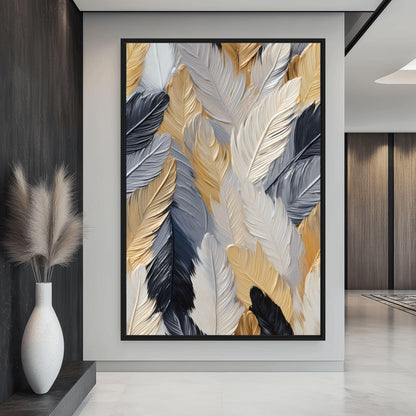 Colorful Feathers Impasto Art Digital Print