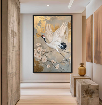Crane Vintage Japanese Art Canvas Print Detail | PaintFu