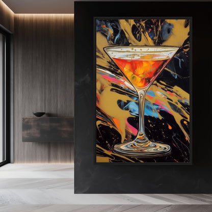 Cocktail Bar Cart Art Canvas Print Detail | PaintFu