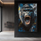 Roaring Gorilla Modern Art Framed Canvas