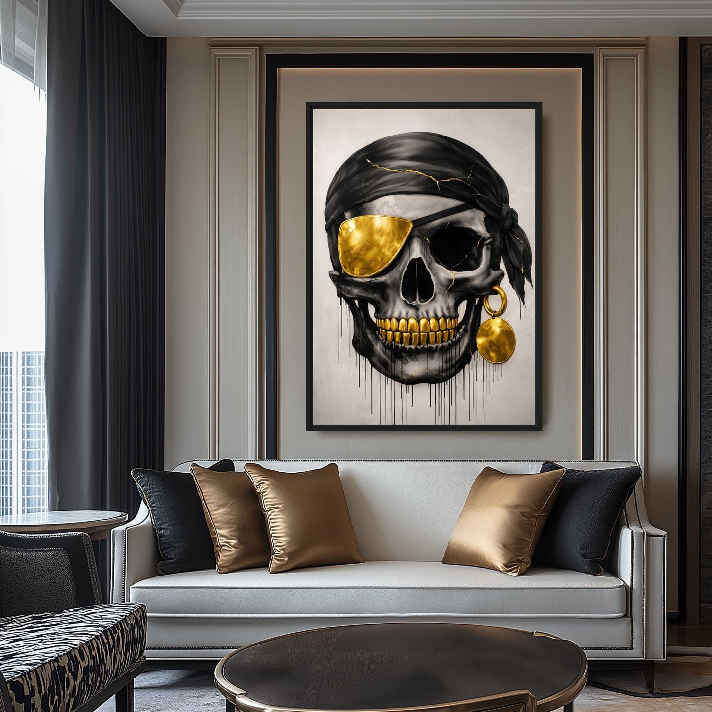 Pirate Skull Gothic Art Framed Canvas - PaintFu