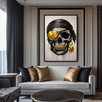 Pirate Skull Gothic Art Framed Canvas - PaintFu