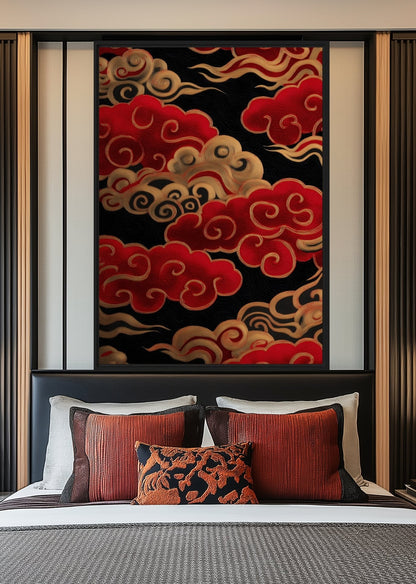 Auspicious Cloud Japanese Art Framed Canvas - PaintFu