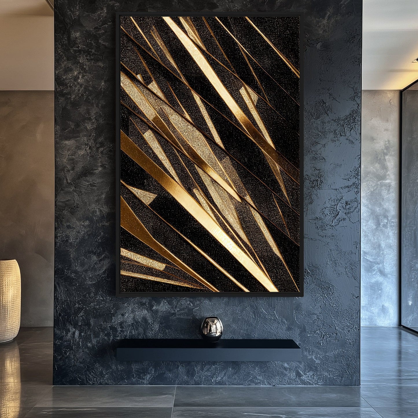 Black Gold Luxury Art Framed Canvas - PaintFu