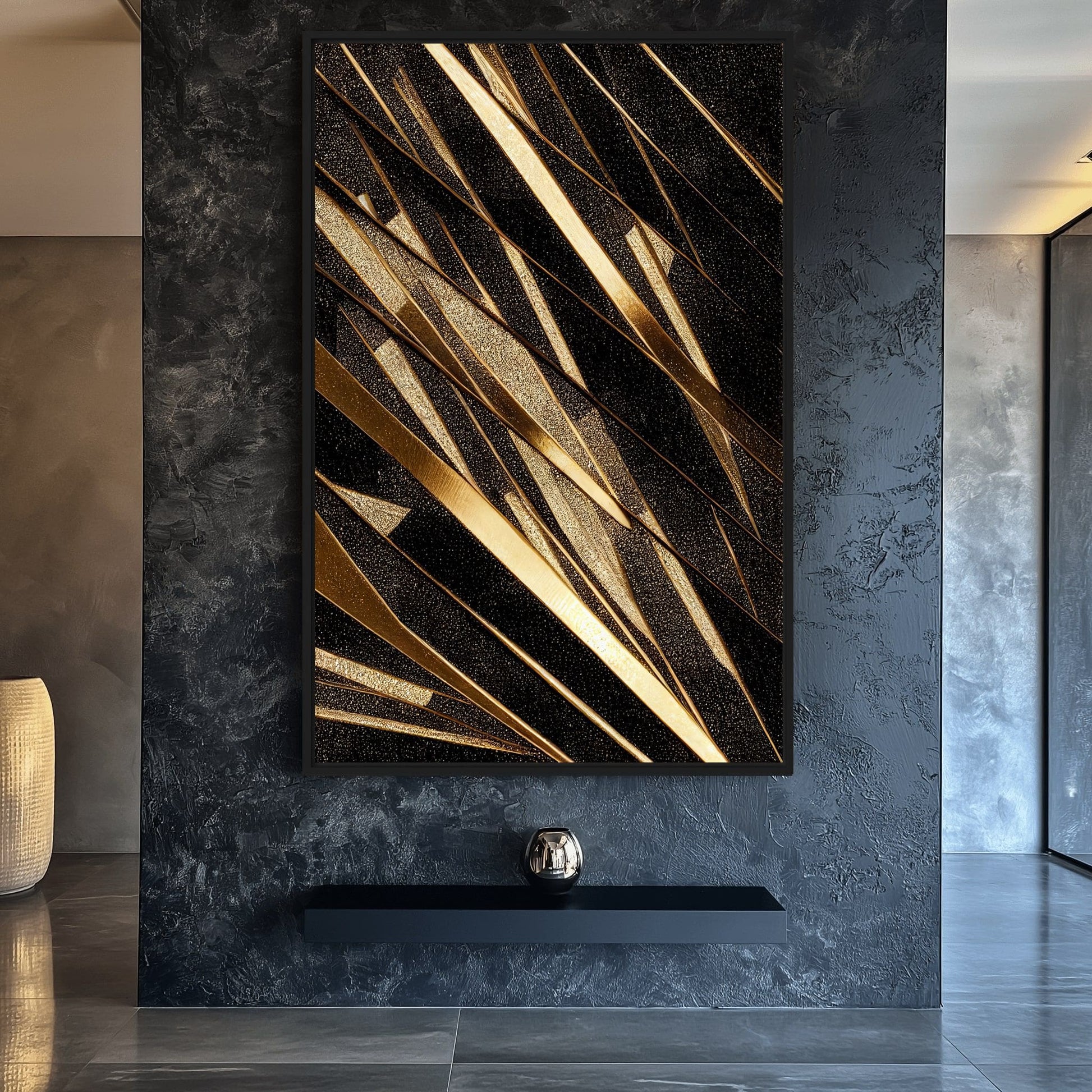 Black Gold Luxury Art Framed Canvas - PaintFu