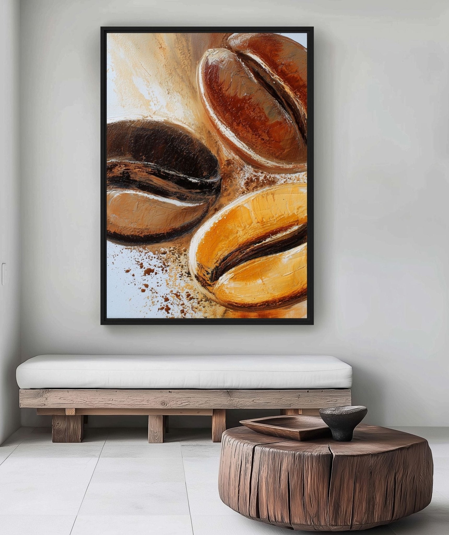 Coffee Beans Modern Art Framed Canvas - PaintFu