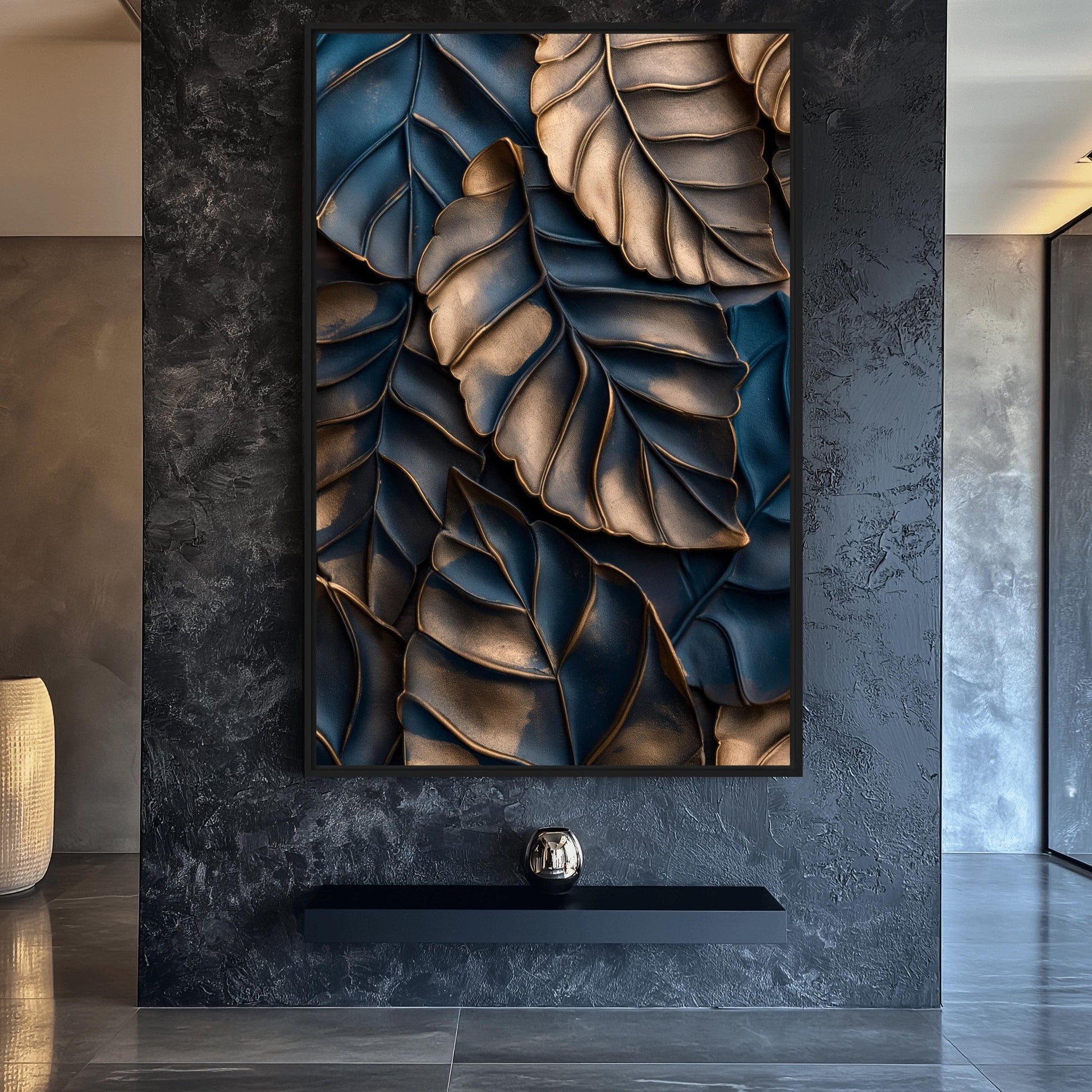 Autumn Leaves Floral Art Framed Canvas