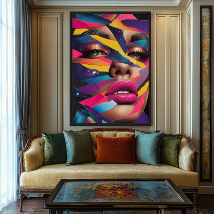 Neon Pop Art Woman Framed Canvas - PaintFu