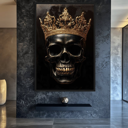 Skull with Golden Crown Gothic Art Framed Canvas