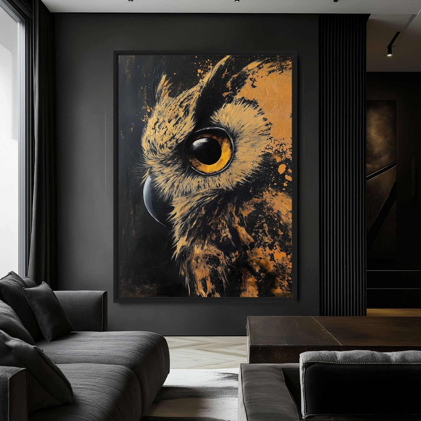 Gold Owl Modern Art Framed Canvas