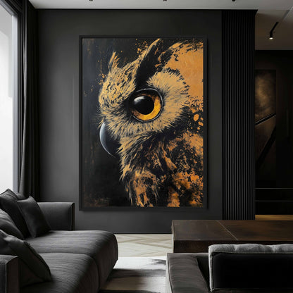 Gold Owl Modern Art Canvas Print Detail | PaintFu