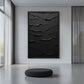 Black Minimalist Textured Art Framed Canvas